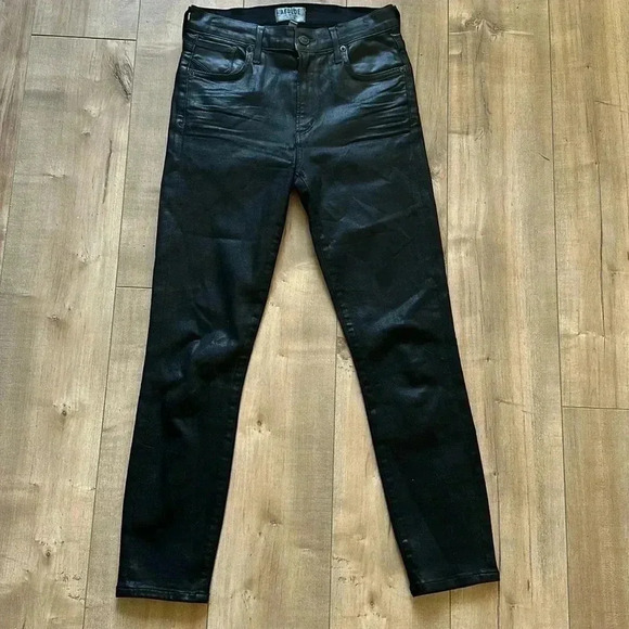 𝅺AGOLDE Sophie High Rise Coated Shiny Skinny Black Jeans Sz 27 - Picture 2 of 6